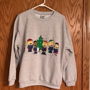 Peanuts Gang Heather Gray Christmas Graphic Sweatshirt with Lights